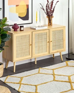 Matot<Beliani Matto Puuvilla Luonnonvalkoinen/Keltainen 160 X 230 Cm Beyler