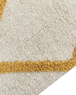 Matot<Beliani Matto Puuvilla Luonnonvalkoinen/Keltainen 160 X 230 Cm Beyler