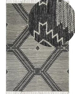 Matot<Beliani Matto Puuvilla Musta/Valkoinen 160 X 230 Cm Arbaa