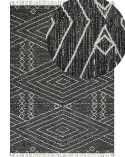 Matot<Beliani Matto Puuvilla Musta/Valkoinen 160 X 230 Cm Khenifra