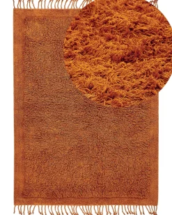 Shop Beliani Matto Puuvilla Oranssi 140 X 200 Cm Bitlis