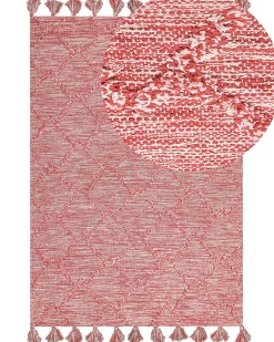Matot<Beliani Matto Puuvilla Punainen 160 X 230 Cm Nigde