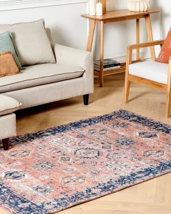 Store Beliani Matto Puuvilla Punainen/Sininen 140 X 200 Cm Kurin