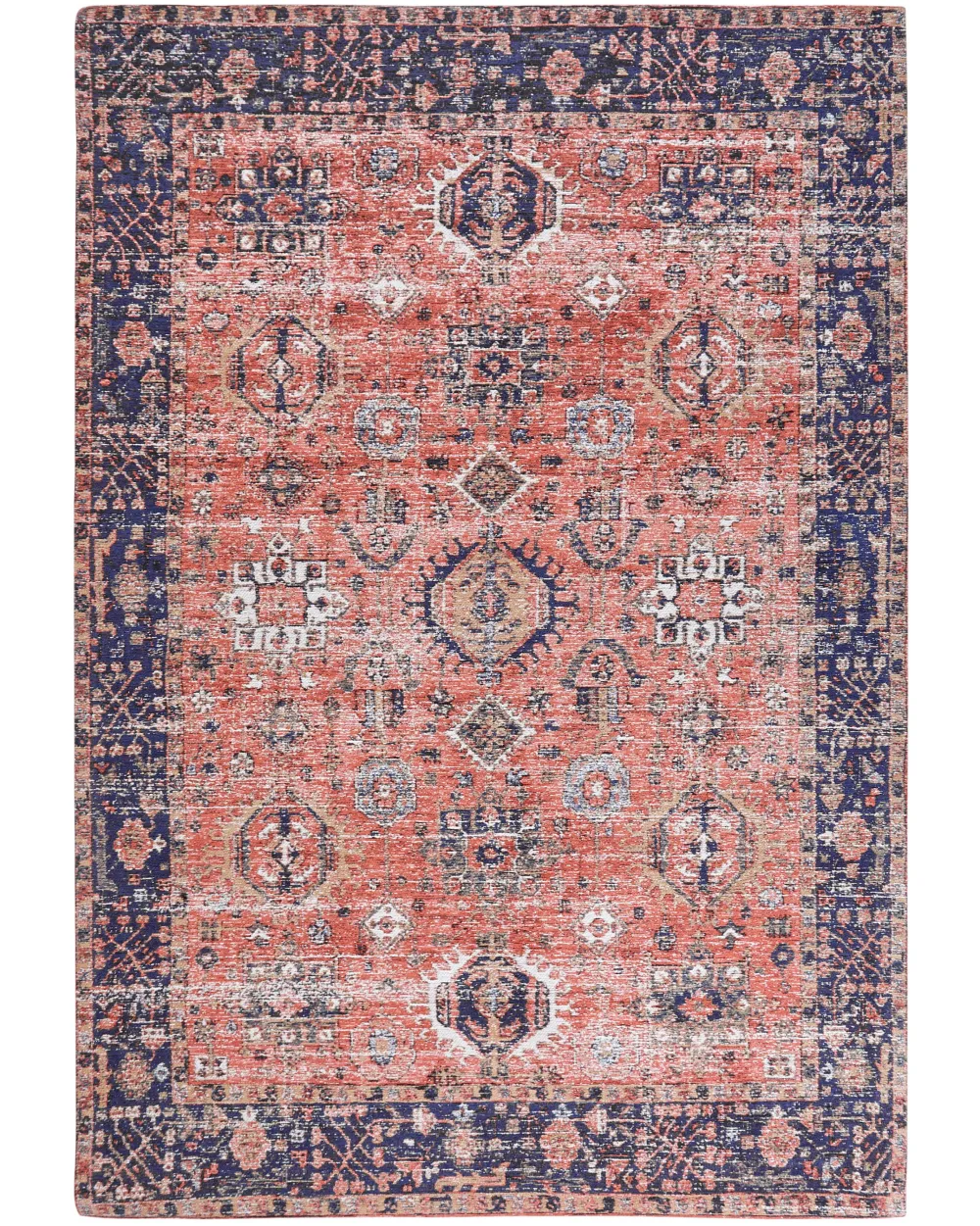 Store Beliani Matto Puuvilla Punainen/Sininen 140 X 200 Cm Kurin