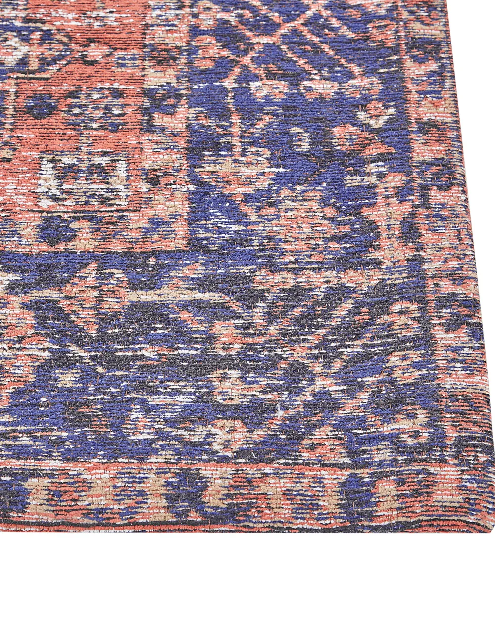 Store Beliani Matto Puuvilla Punainen/Sininen 140 X 200 Cm Kurin