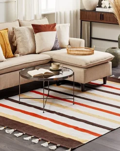 Matot<Beliani Matto Puuvilla Ruskea/Beige 160 X 230 Cm Hisarli