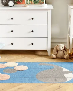 Matot<Beliani Matto Puuvilla Sininen 80 X 150 Cm Balabang