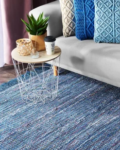 Discount Beliani Matto Puuvilla Sininen 140 X 200 Cm Besni