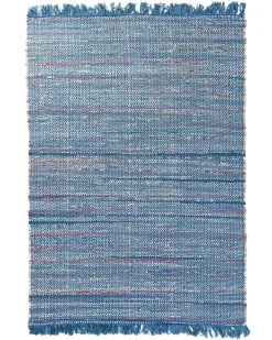 Discount Beliani Matto Puuvilla Sininen 140 X 200 Cm Besni