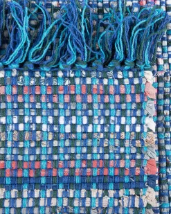 Discount Beliani Matto Puuvilla Sininen 140 X 200 Cm Besni