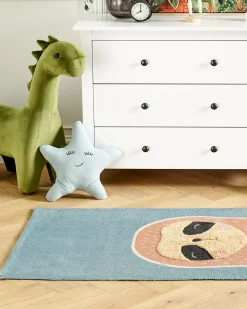 Fashion Beliani Matto Puuvilla Sininen/Oranssi 80 X 150 Cm Isak