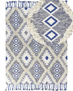 Matot<Beliani Matto Puuvilla Vaalea Beige/Sininen 140 X 200 Cm Manavgat