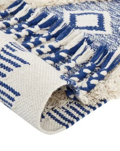 Matot<Beliani Matto Puuvilla Vaalea Beige/Sininen 140 X 200 Cm Manavgat