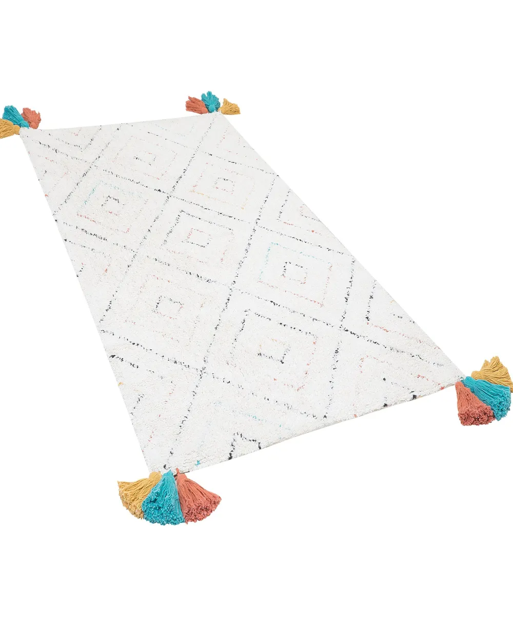 Hot Beliani Matto Puuvilla Valkoinen 80 X 150 Cm Kartal