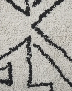Matot<Beliani Matto Puuvilla Valkoinen/Musta 160 X 230 Cm Khouribga