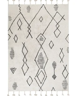 Best Sale Beliani Matto Puuvilla Valkoinen/Musta 160 X 230 Cm Kebir