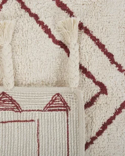 New Beliani Matto Puuvilla Valkoinen/Punainen 160 X 230 Cm Kenitra