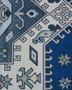 Matot<Beliani Matto Sininen/Beige 80 X 300 Cm Parvakadli