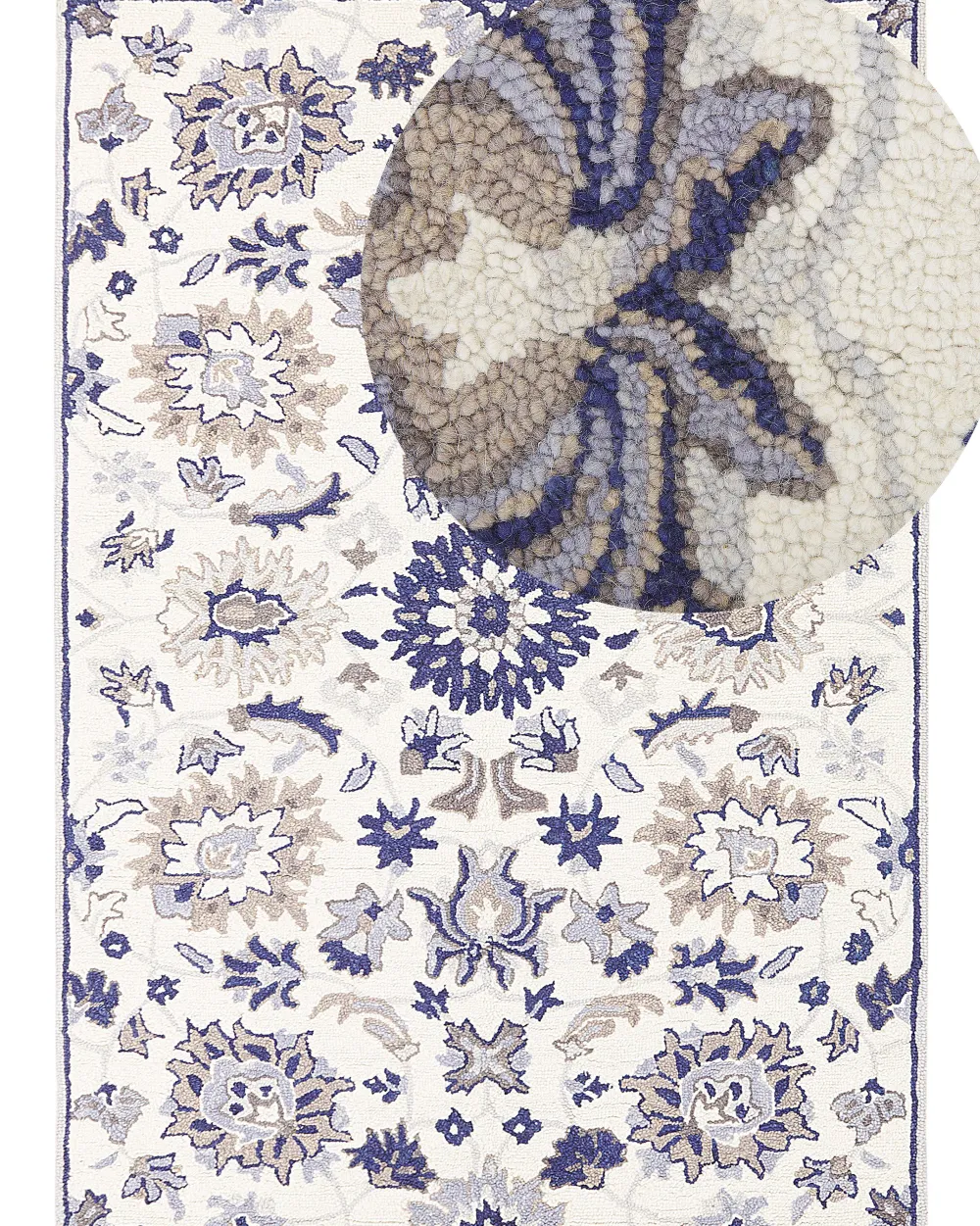 Best Beliani Matto Villa Beige/Sininen 160 X 230 Cm Kumru