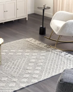 Matot<Beliani Matto Villa Harmaa/Valkoinen 160 X 230 Cm Savur