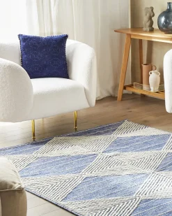 Fashion Beliani Matto Villa Vaalea Beige/Sininen 160 X 230 Cm Datca