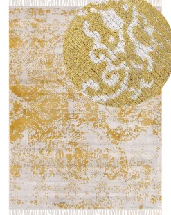 Sale Beliani Matto Viskoosi Keltainen/Beige 160 X 230 Cm Boyali