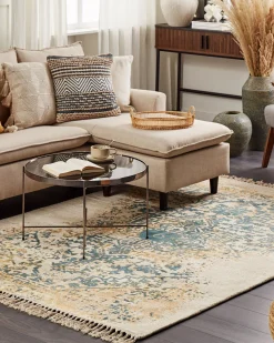 Store Beliani Matto Viskoosi Keltainen/Tummanvihrea 160 X 230 Cm Boyali