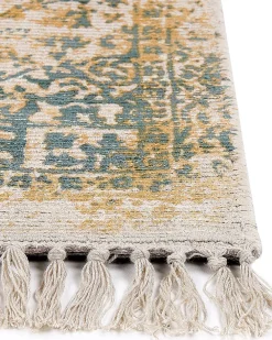 Store Beliani Matto Viskoosi Keltainen/Tummanvihrea 160 X 230 Cm Boyali