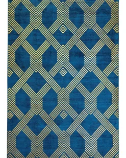 Store Beliani Matto Viskoosi Sininen/Kulta 160 X 230 Cm Vekse