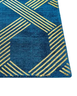 Store Beliani Matto Viskoosi Sininen/Kulta 160 X 230 Cm Vekse