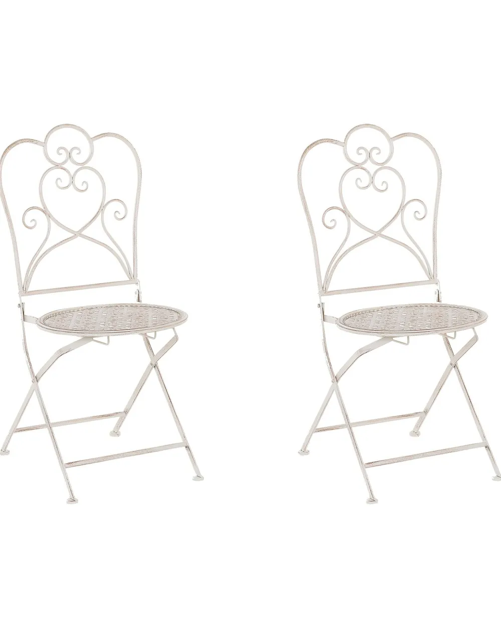 Ulkokalusteet<Beliani Metalliset Terassituolit 2 Kpl Valkoinen/Beige Trieste