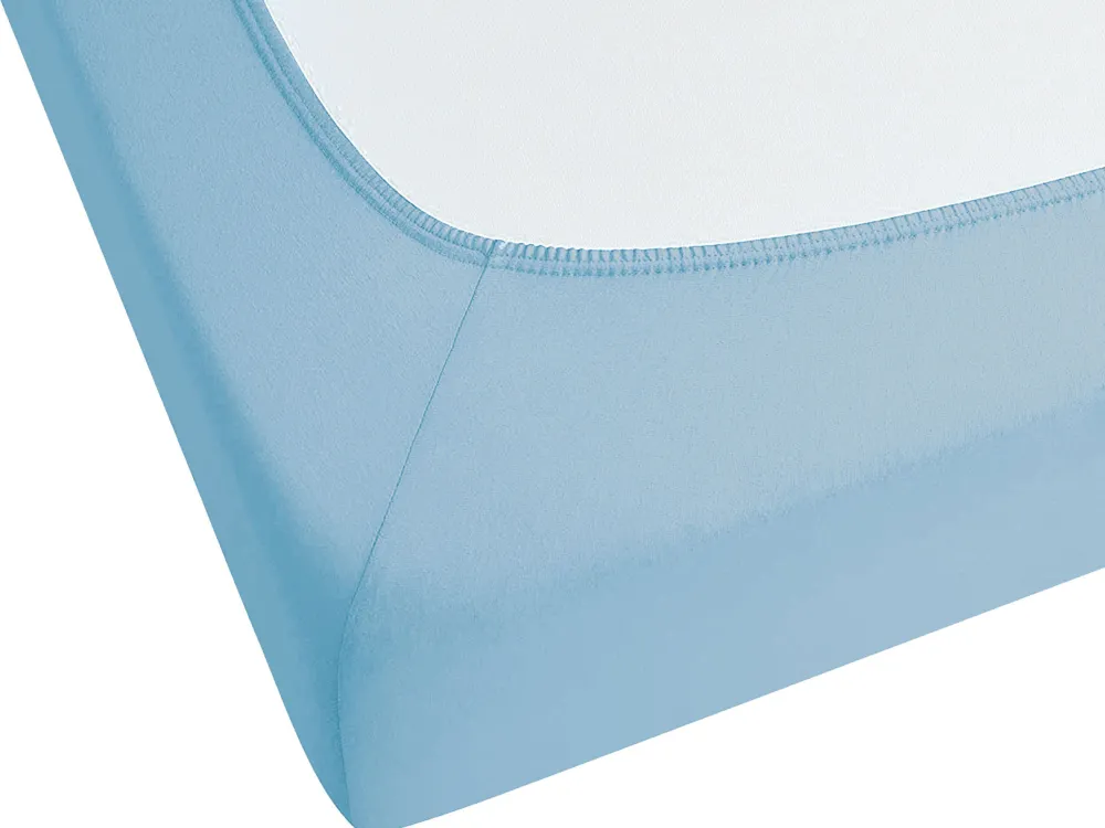 New Beliani Muotoonommeltu Puuvillalakana 90 X 200 Cm Vaaleansininen Hofuf