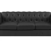 Cheap Beliani Musta 3-Istuttava Keinonahkasohva Chesterfield