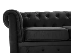 New Beliani Musta 3-Istuttava Samettisohva Chesterfield