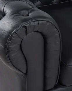 Nojatuolit<Beliani Musta Nahkaverhoiltu Nojatuoli Chesterfield