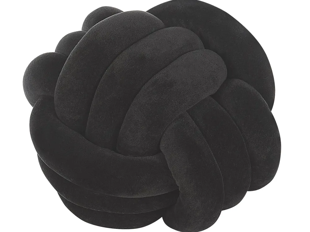 New Beliani Musta Samettinen Solmutyyny O 30 Cm Malni