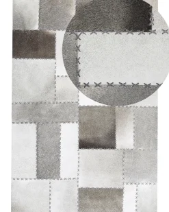 Matot<Beliani Nahkainen Matto Harmaa/Beige 160X230Cm Pervari