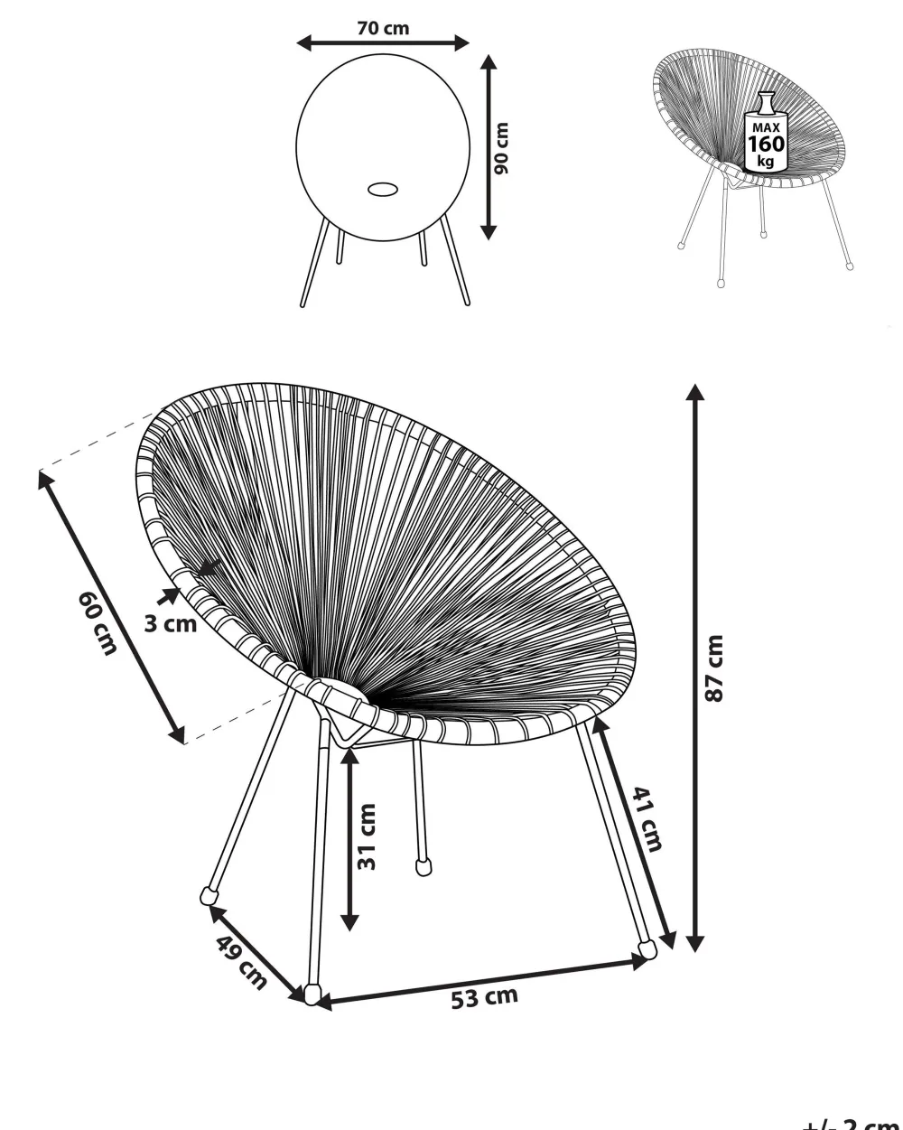 Ulkokalusteet<Beliani Narutuoli Polyrottinki Oranssi Acapulco Ii