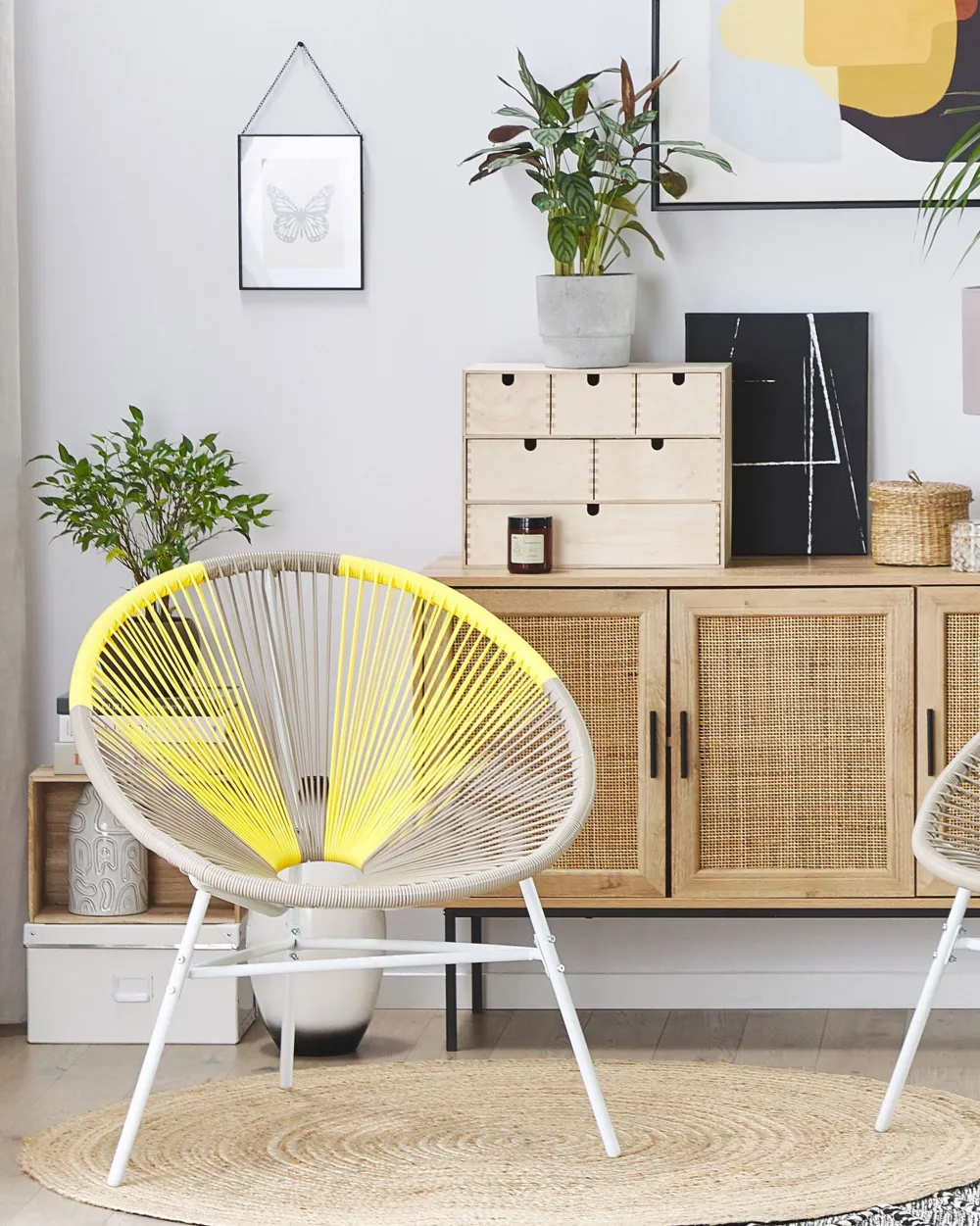 Ulkokalusteet<Beliani Narutuoli Polyrottinki Ruskeanharmaa/Keltainen 2 Kpl Acapulco