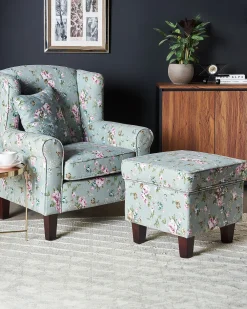 Fashion Beliani Nojatuoli Ja Rahi Kukkakuvioinen Vihrea Hamar