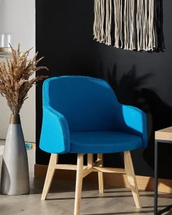 Discount Beliani Nojatuoli Kankainen Sininen Ystad