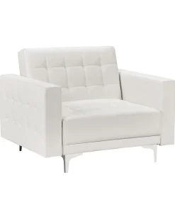 Nojatuolit<Beliani Nojatuoli Keinonahka Valkoinen Aberdeen