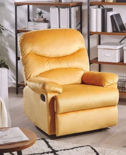 Nojatuolit<Beliani Nojatuoli Keltainen Sametti Eslov