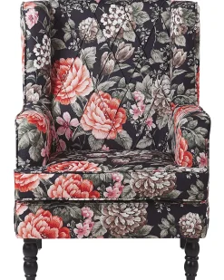 Nojatuolit<Beliani Nojatuoli Rahilla Kukkakuviollinen Musta Sandset