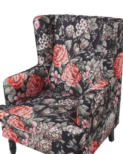 Nojatuolit<Beliani Nojatuoli Rahilla Kukkakuviollinen Musta Sandset