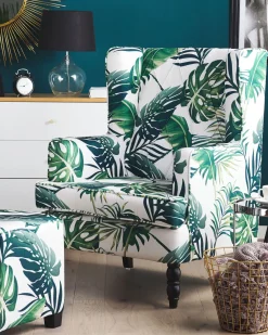 Shop Beliani Nojatuoli Rahilla Lehtikuviollinen Vihrea Sandset