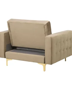 Nojatuolit<Beliani Nojatuoli Sametti Hiekanruskea Aberdeen