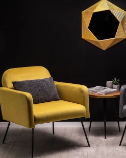 Nojatuolit<Beliani Nojatuoli Sametti Sinapinkeltainen Narken