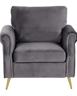 Nojatuolit<Beliani Nojatuoli Sametti Tummanharmaa Vietas