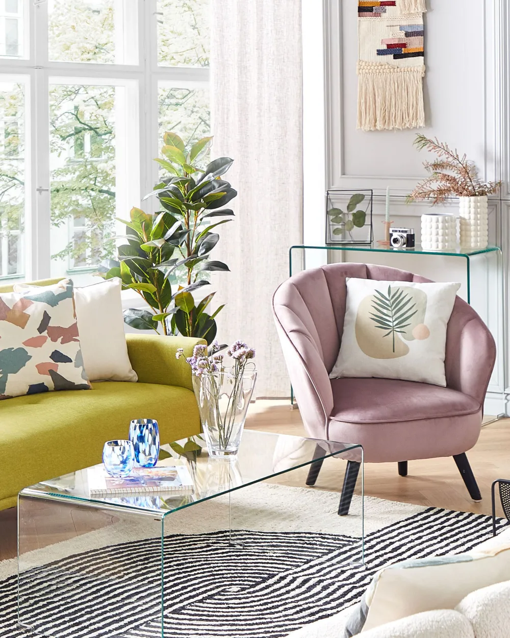 Nojatuolit<Beliani Nojatuoli Sametti Vaaleanpunainen Dala